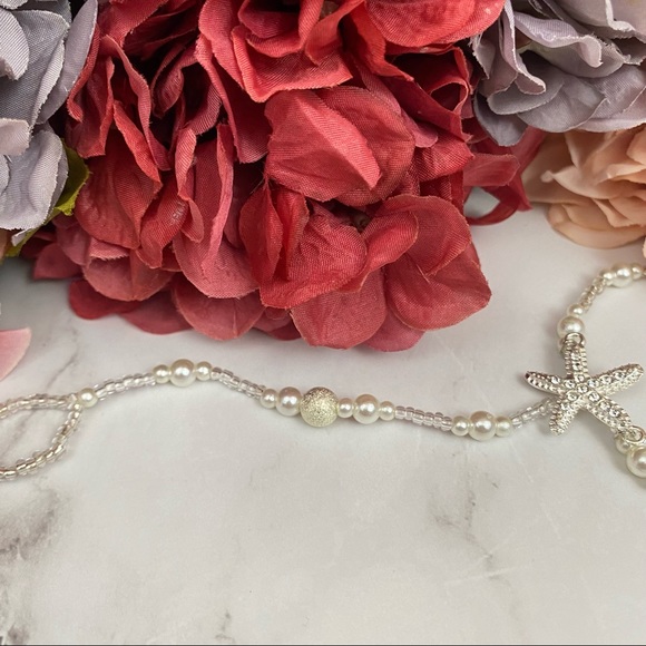 2 Pcs Pearl Starfish Barefoot Sandals Anklet Set - Picture 10 of 16